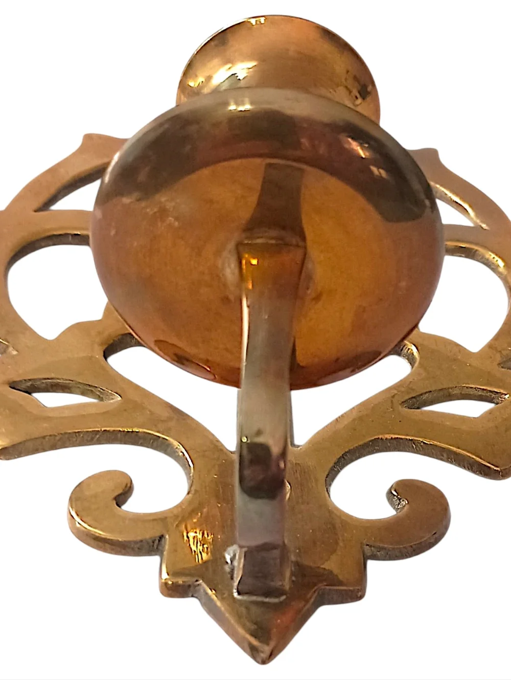 Solid‎ Brass Wall Sconce Single Candle Holder Lotus Flower Open Work Old World